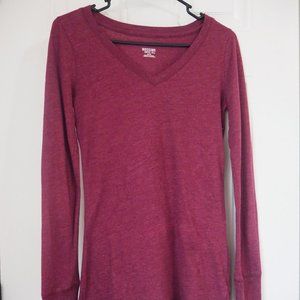 Loose-Fit Marron V-Neck Long Sleeved